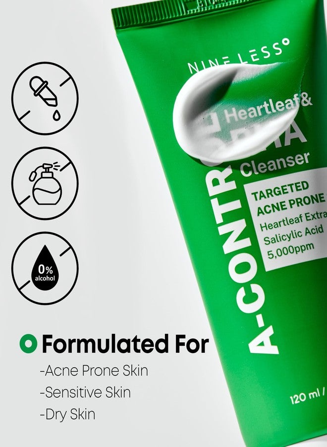 NINELESS A-Control Heartleaf & BHA Cleanser – Korean Exfoliating Face Wash with Salicylic Acid for Clear Skin – Blackhead Remover, Deep Pore Cleansing, 4.05oz. - Image 5